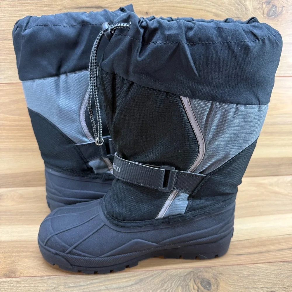 LL BEAN Northwoods Boys Youth Snow Boots 6 Black Gray Waterproof Insulated